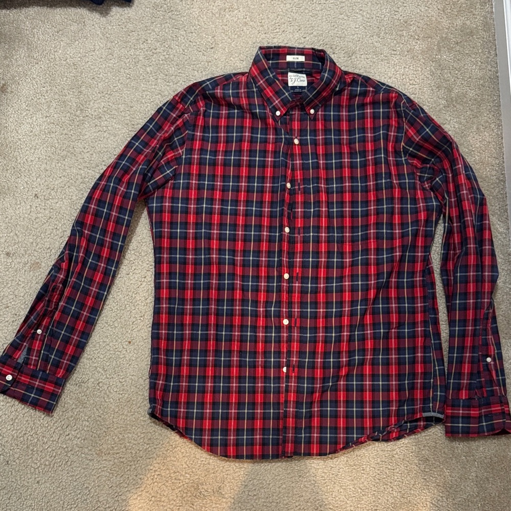 J. Crew Red and Black Checkered button down